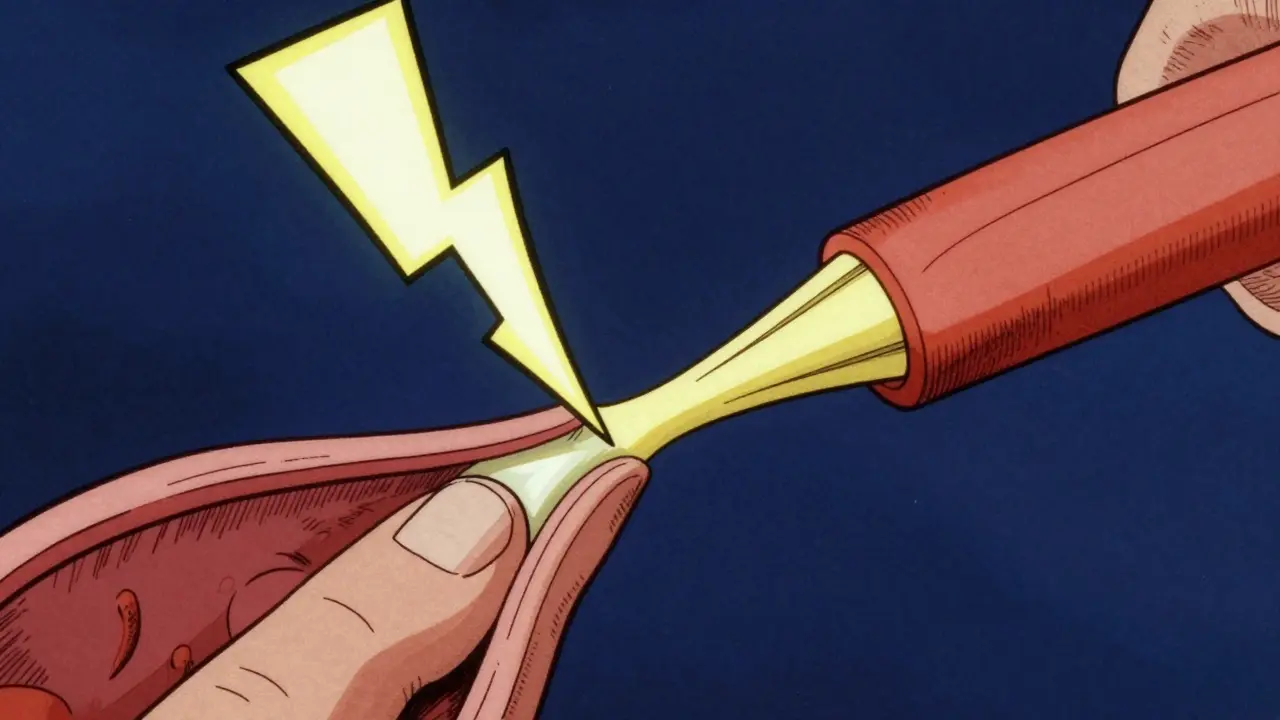 Vintage cartoon illustration of flashes caused by vitreous pulling on the retina
