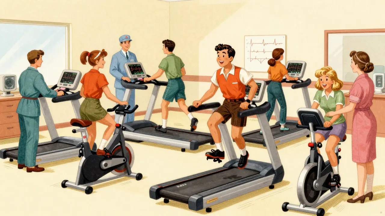 Supervised exercise session in a cardiac rehab clinic
