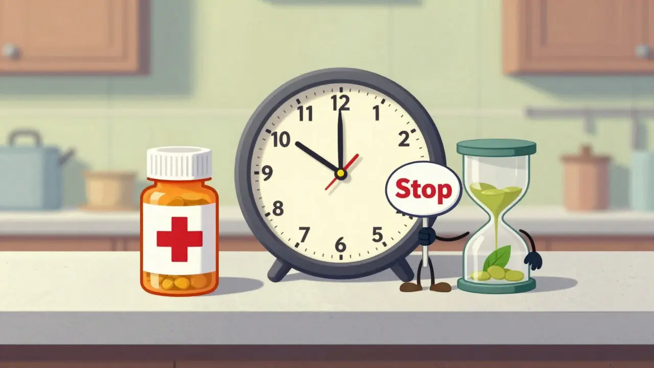 Illustration showing two-hour gap between pills